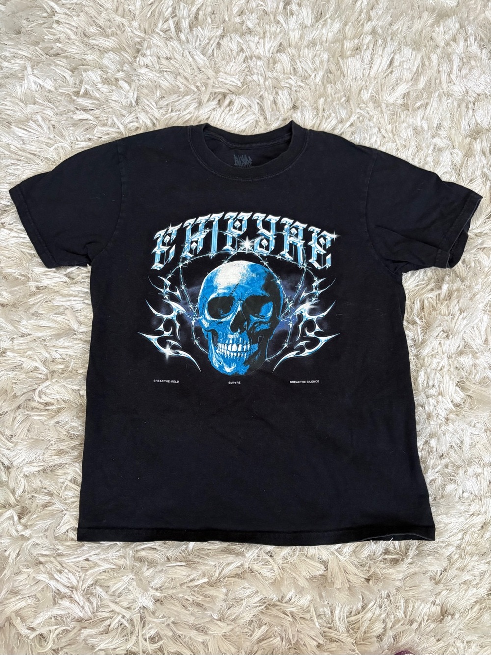 Empyre Youth Boy’s Black Graphic Empyre  with Blue Skull Print T-shirt, Sz L